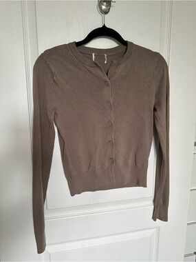 Size XS - H&M Brown Crewneck Button-Up Cardigan